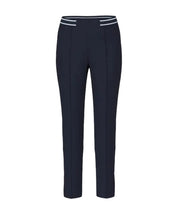 Marc Cain Slim-Fit Trousers with Striped Waistband Navy