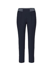 Slim-Fit Trousers With Striped Waistband Navy
