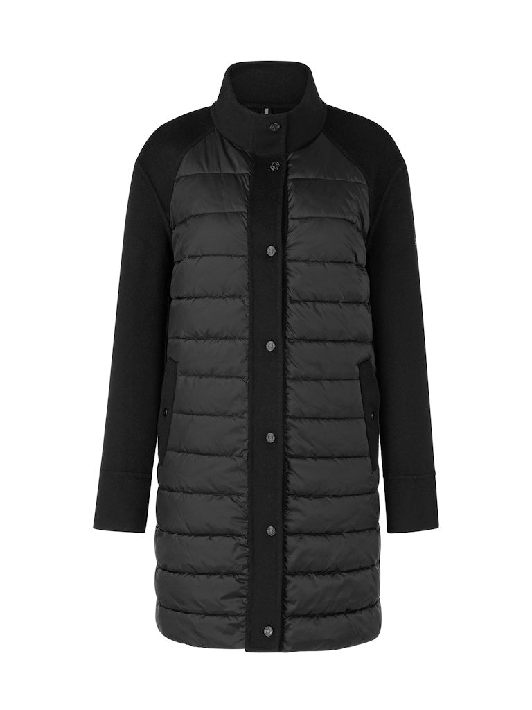 Quilted Wool Blend Coat Black