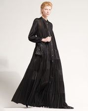 Maiden Long black technical satin shirt dress