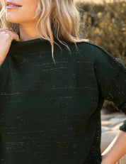 Monterey Pointelle Rolled Funnel Neck Sweater Navy