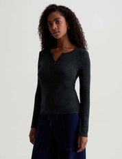 Jessa Long-Sleeve Tee Charcoal