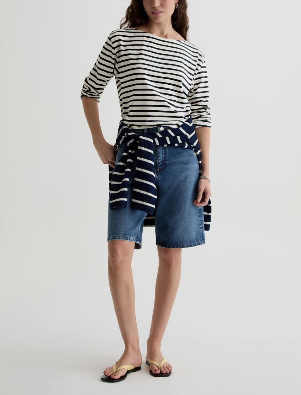 Annie Long-Sleeve Top Blue / White Stripe