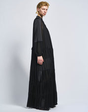 Maiden Long black technical satin shirt dress