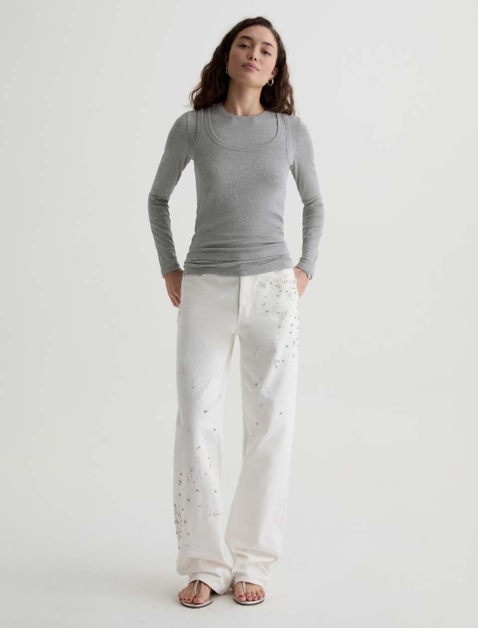 Julia Long-Sleeve Top Heather Grey