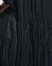 Maiden Long black technical satin shirt dress