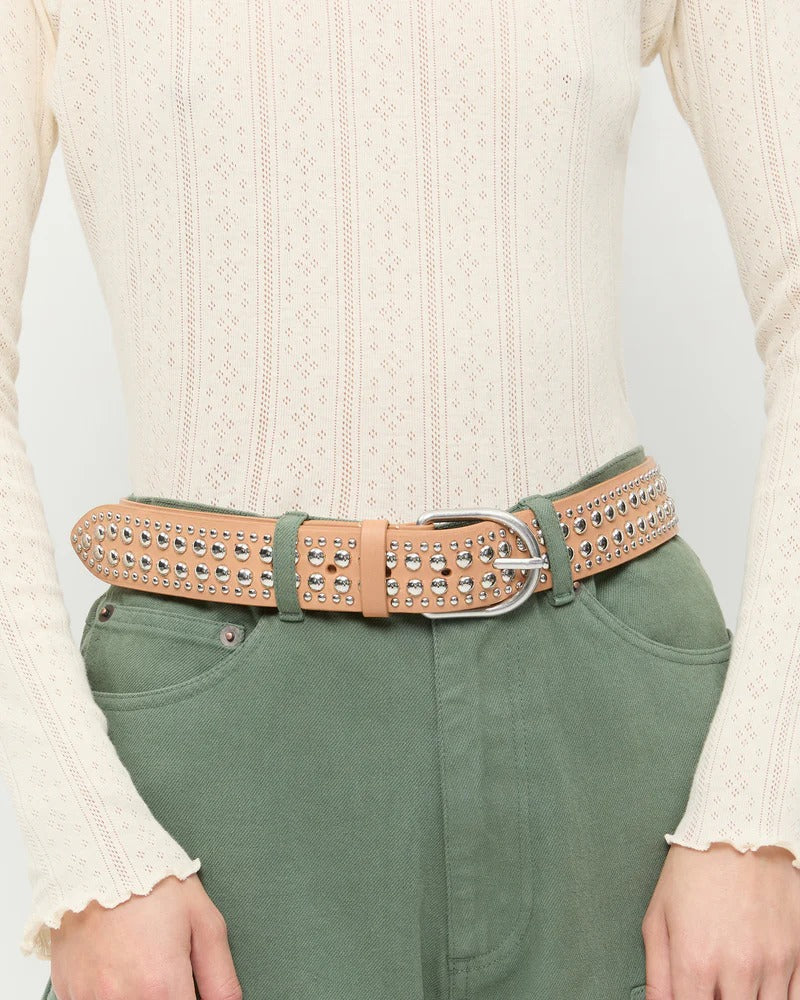 Isaac Cream Studded Belt