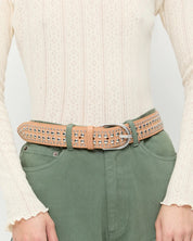 Isaac Cream Studded Belt
