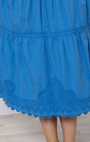 V-Neck Loose Maxi Dress  in Cornflower Blue