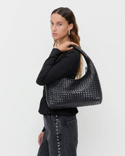 Willow Black Woven Hobo Bag