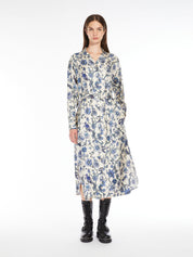 Printed Silk Dress Blue
