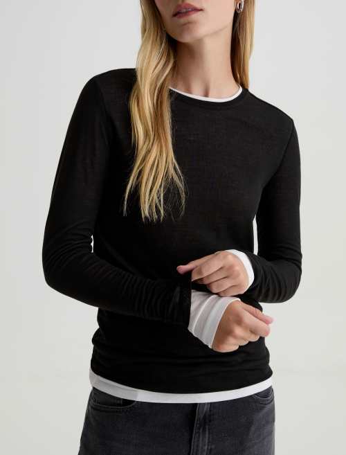 Eleni Long-Sleeve Tee Black And White