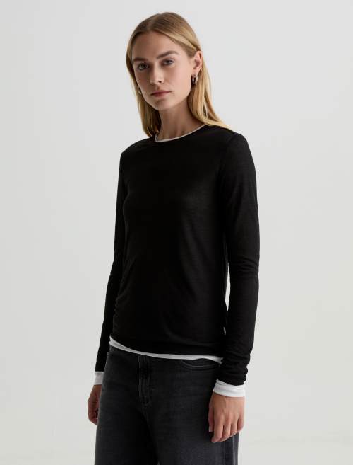 Eleni Long-Sleeve Tee Black And White