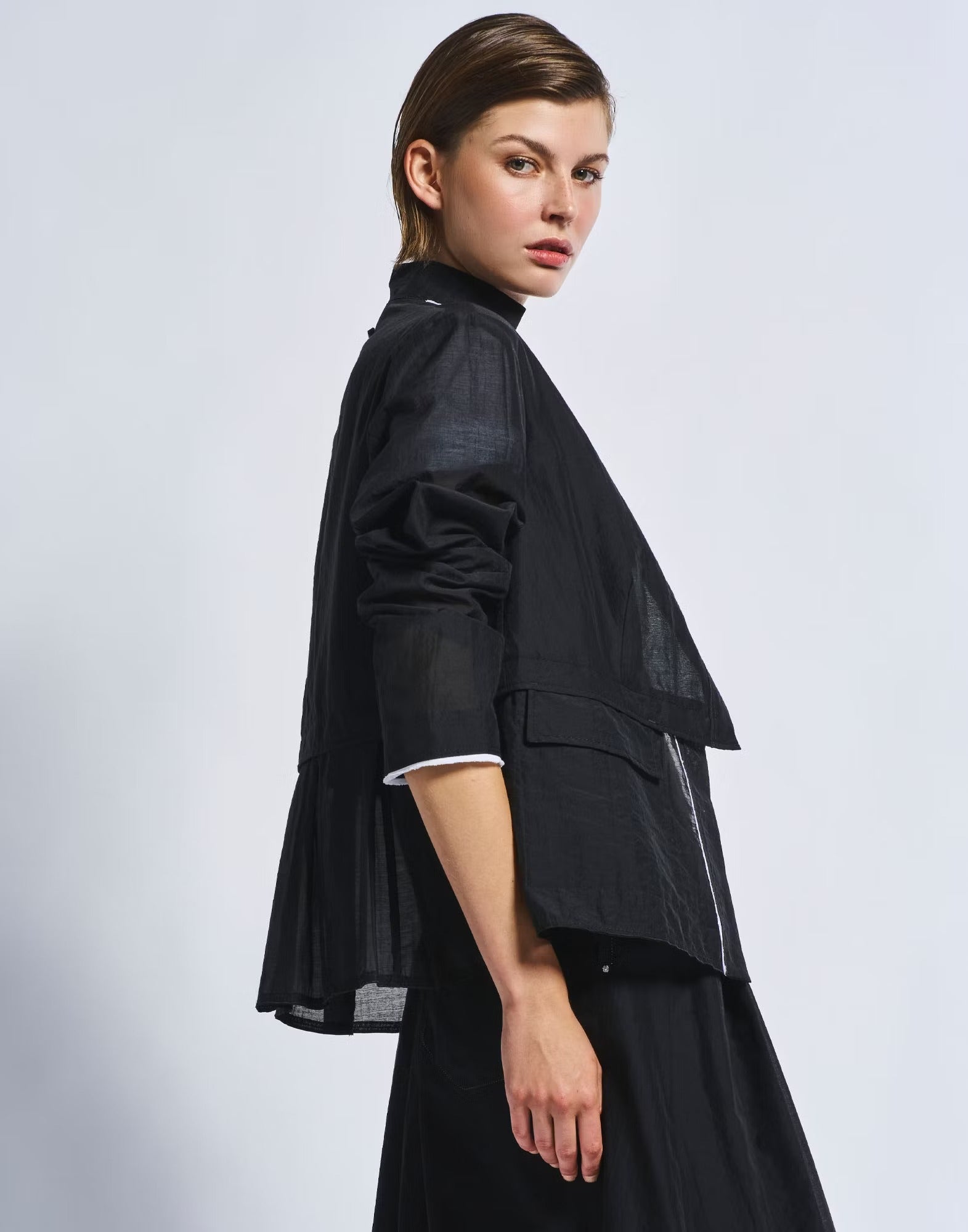 Stand Out Japanese-inspired black organza jacket