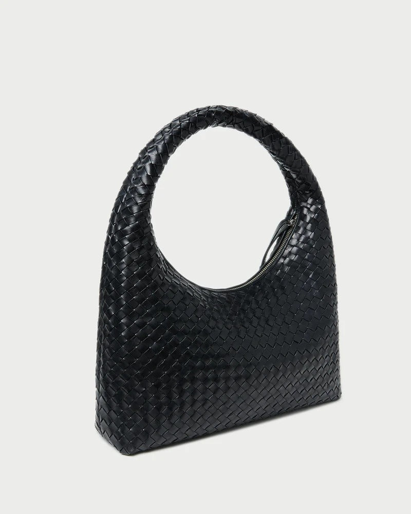 Willow Black Woven Hobo Bag