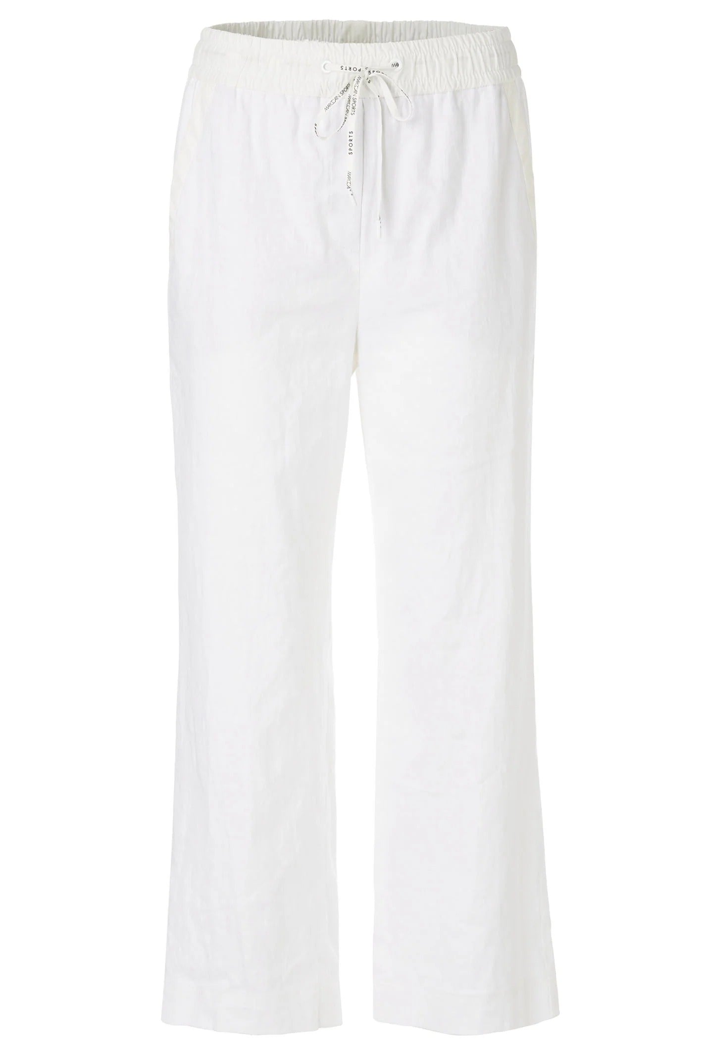 White Cropped Drawstring Trousers