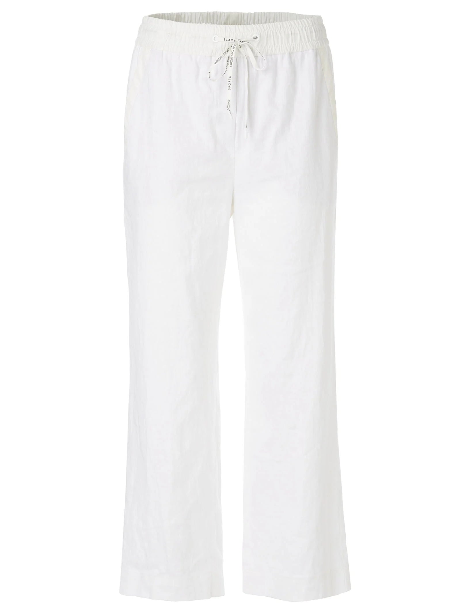 Cropped Drawstring Trousers White