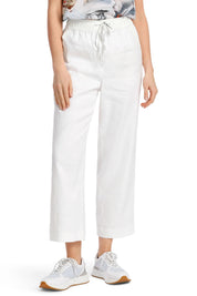 White Cropped Drawstring Trousers