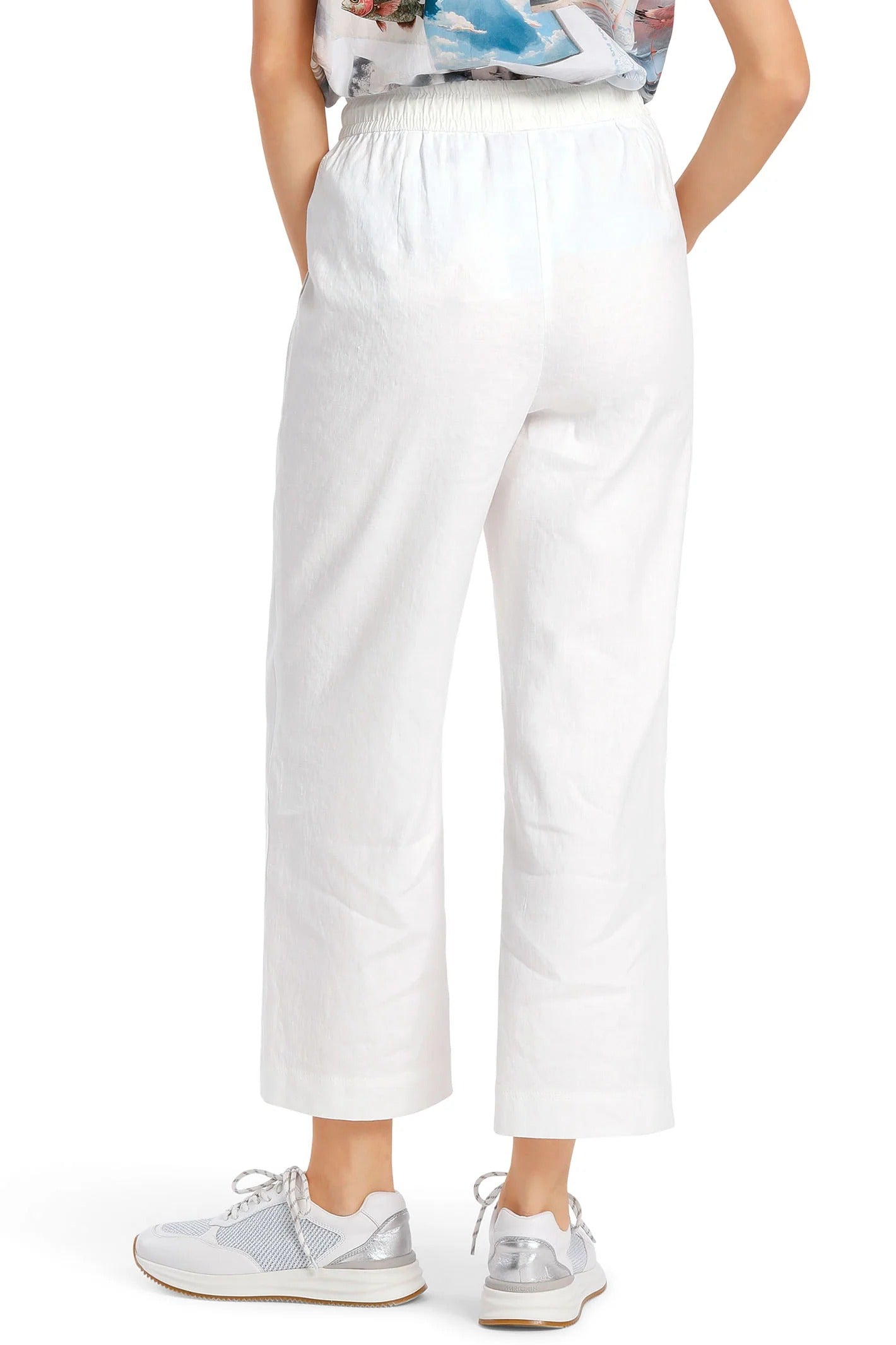 White Cropped Drawstring Trousers