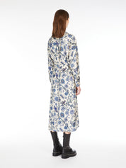 Printed Silk Dress Blue