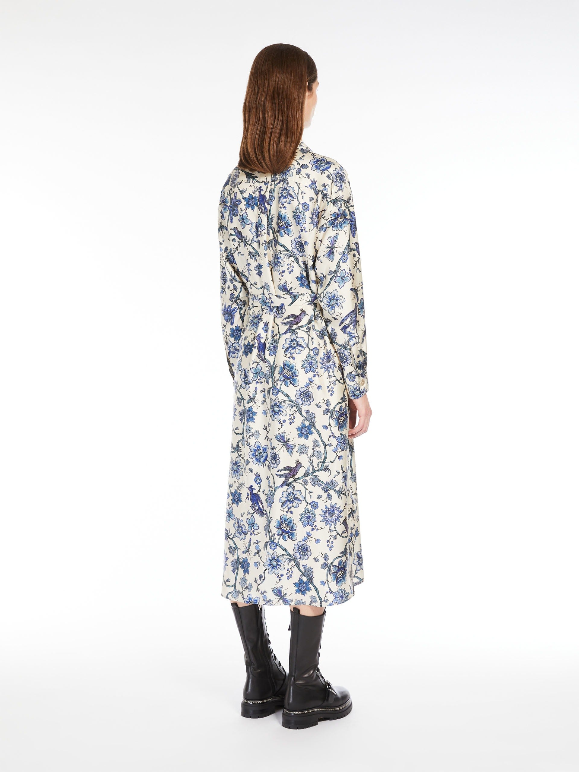 Printed Silk Dress Blue
