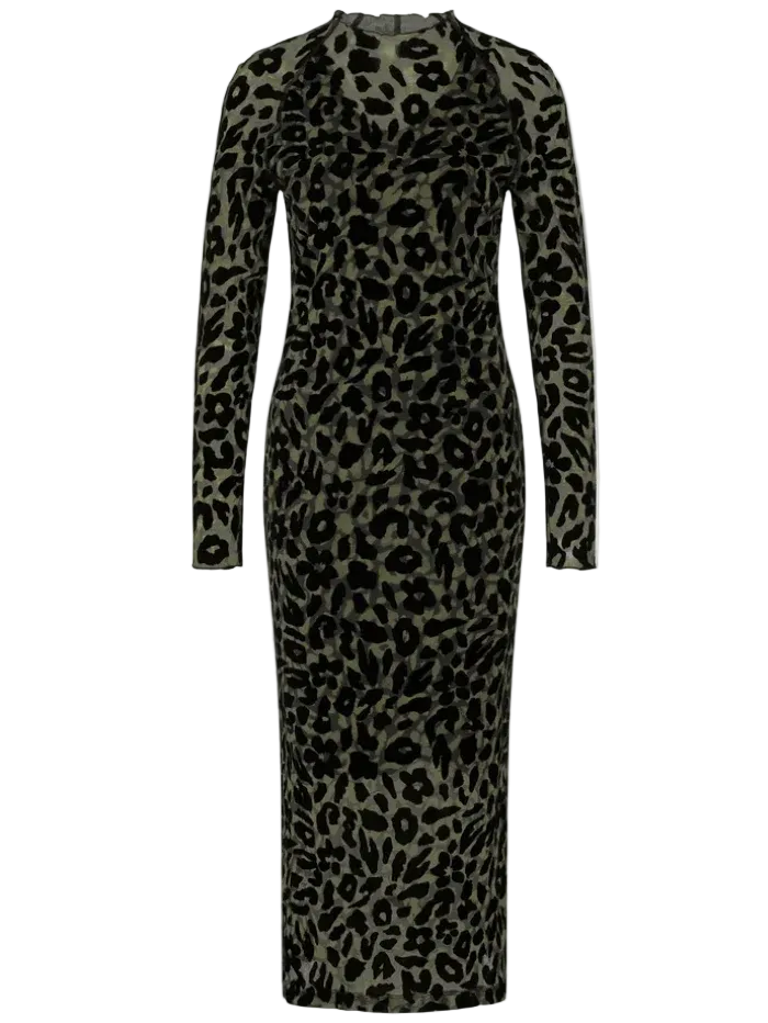 Long-Sleeve Dress Animal Print