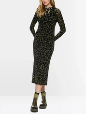 Long-Sleeve Dress Animal Print