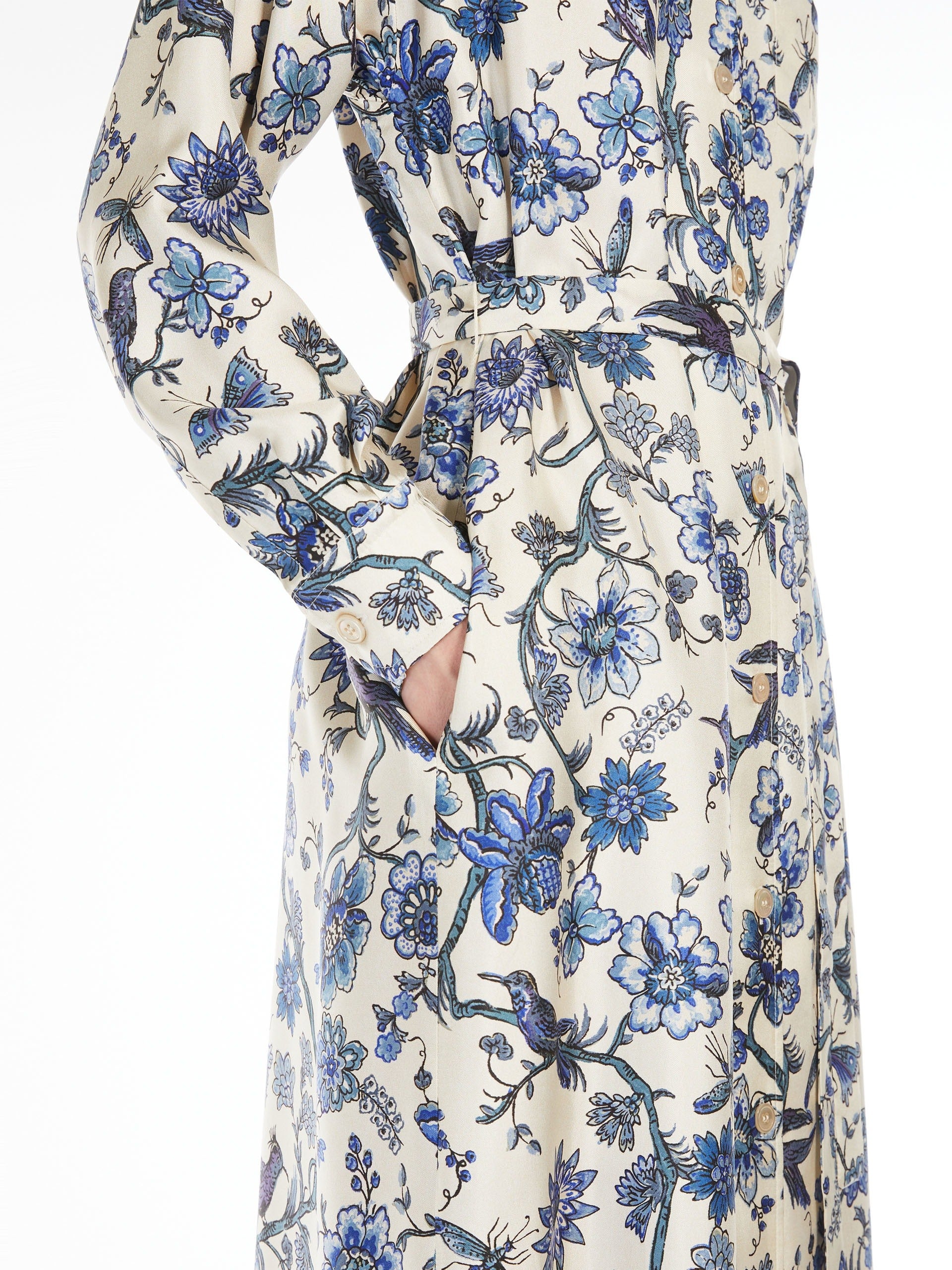 Printed Silk Dress Blue
