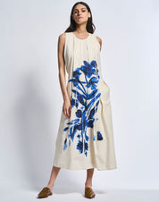 Cheerful Pleated midi dress with floral print