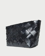 Melina Square Woven Clutch Black
