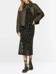 Long-Sleeve Dress Animal Print