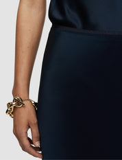 Isaak Long Silk Satin Skirt Blue