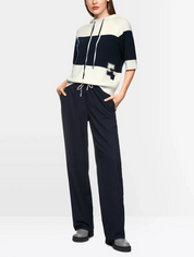 Hooded Sweater Striped Navy