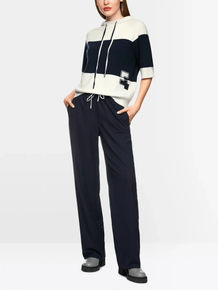 Hooded Sweater Striped Navy