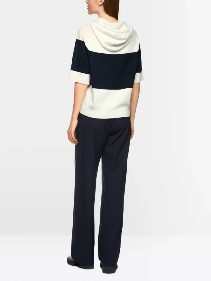 Hooded Sweater Striped Navy