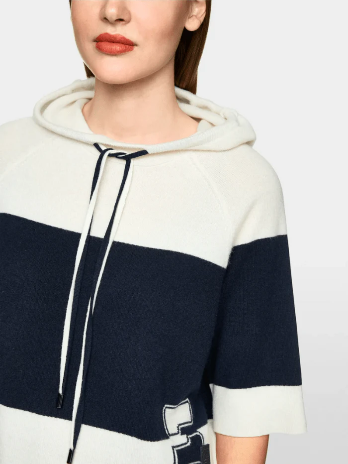 Hooded Sweater Striped Navy