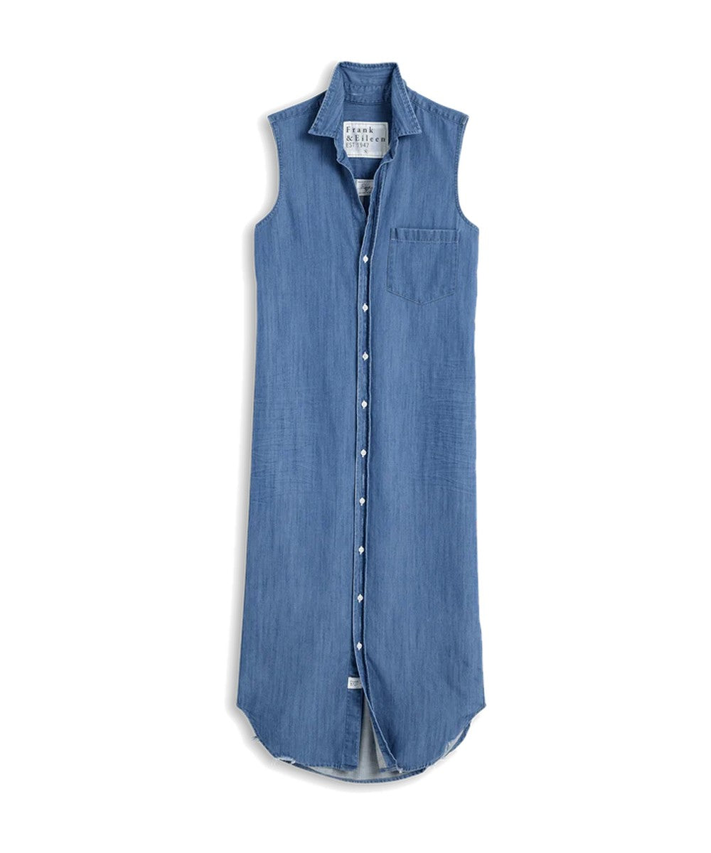 Frank & Eileen Rory Sleeveless Maxi Shirtdress Blue