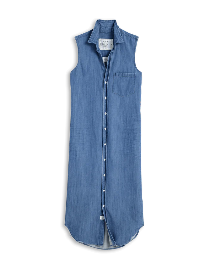 Frank & Eileen Rory Sleeveless Maxi Shirtdress Blue