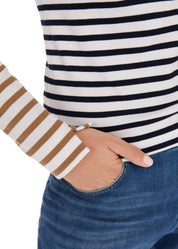 Navy Long-Sleeve With Striped Pattern