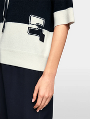 Hooded Sweater Striped Navy
