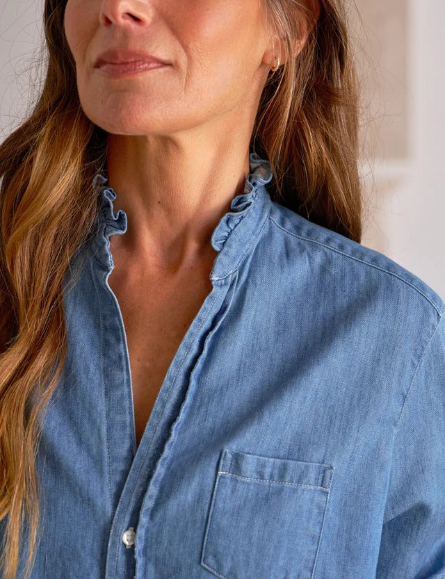 Eileen Ruffle Collar Button-Up Shirt