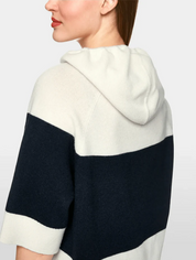 Hooded Sweater Striped Navy