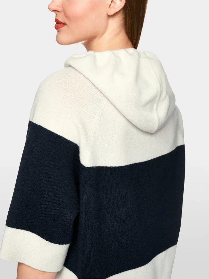 Hooded Sweater Striped Navy