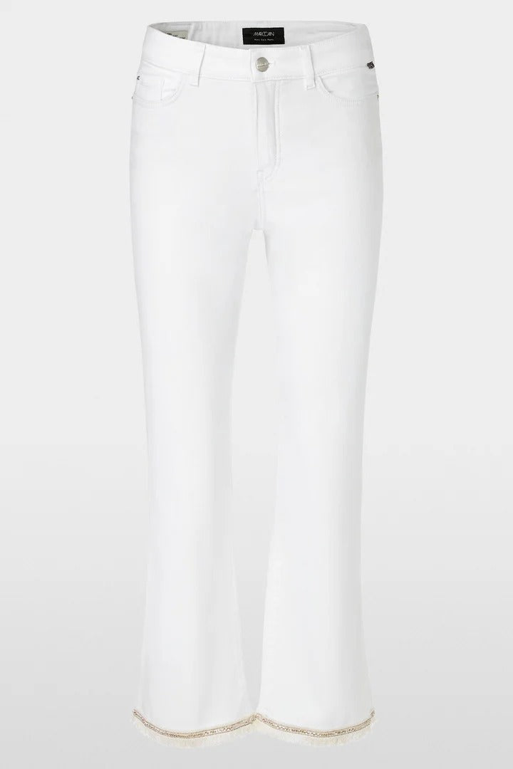 White cropped Jeans with fringed hem