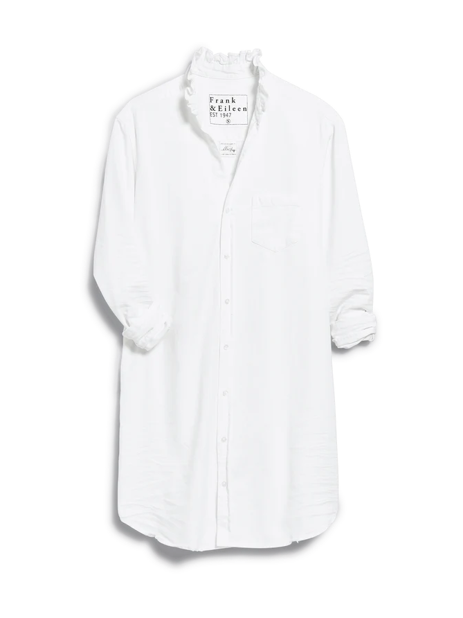 Frank & Eileen Mary Ruffle Collar Shirtdress White