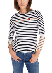 Navy Long-Sleeve With Striped Pattern