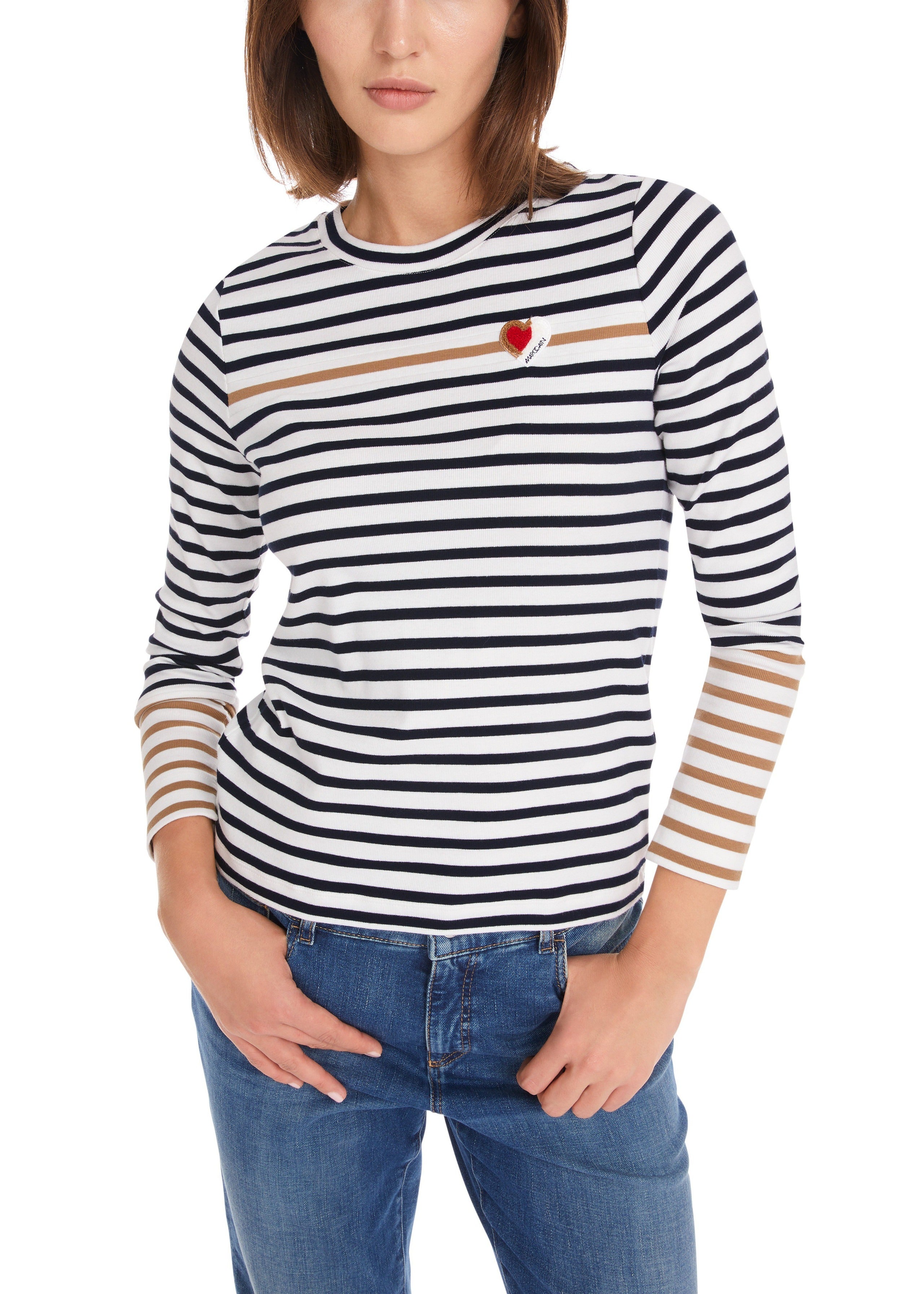 Navy Long-Sleeve With Striped Pattern