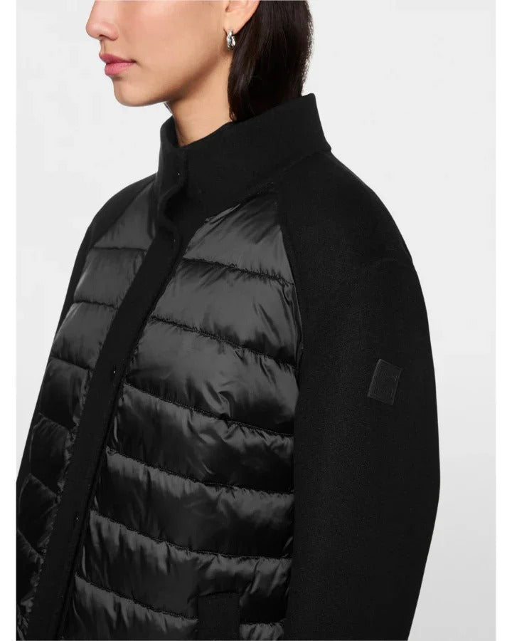 Quilted Wool Blend Coat Black