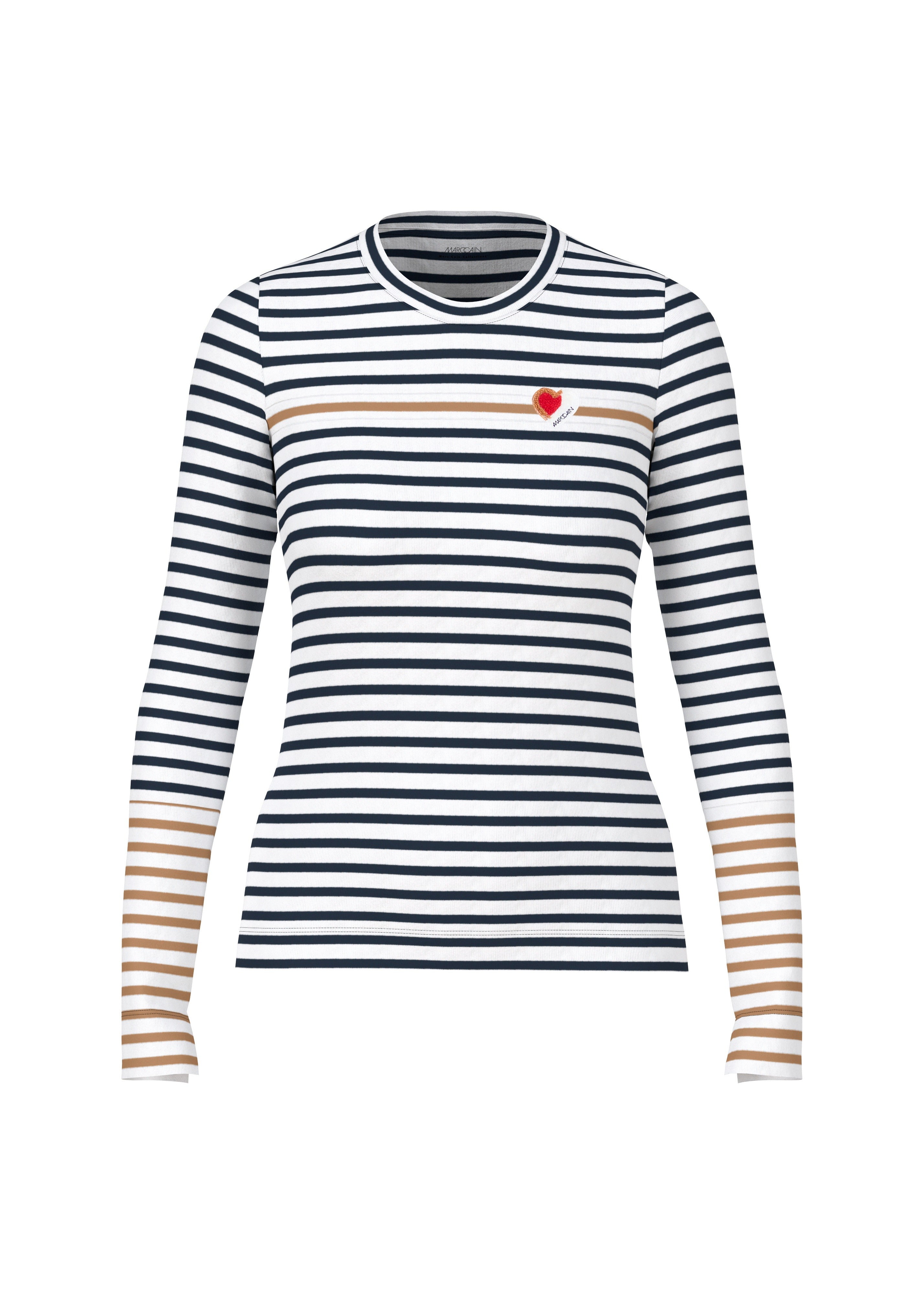 Navy Long-Sleeve With Striped Pattern