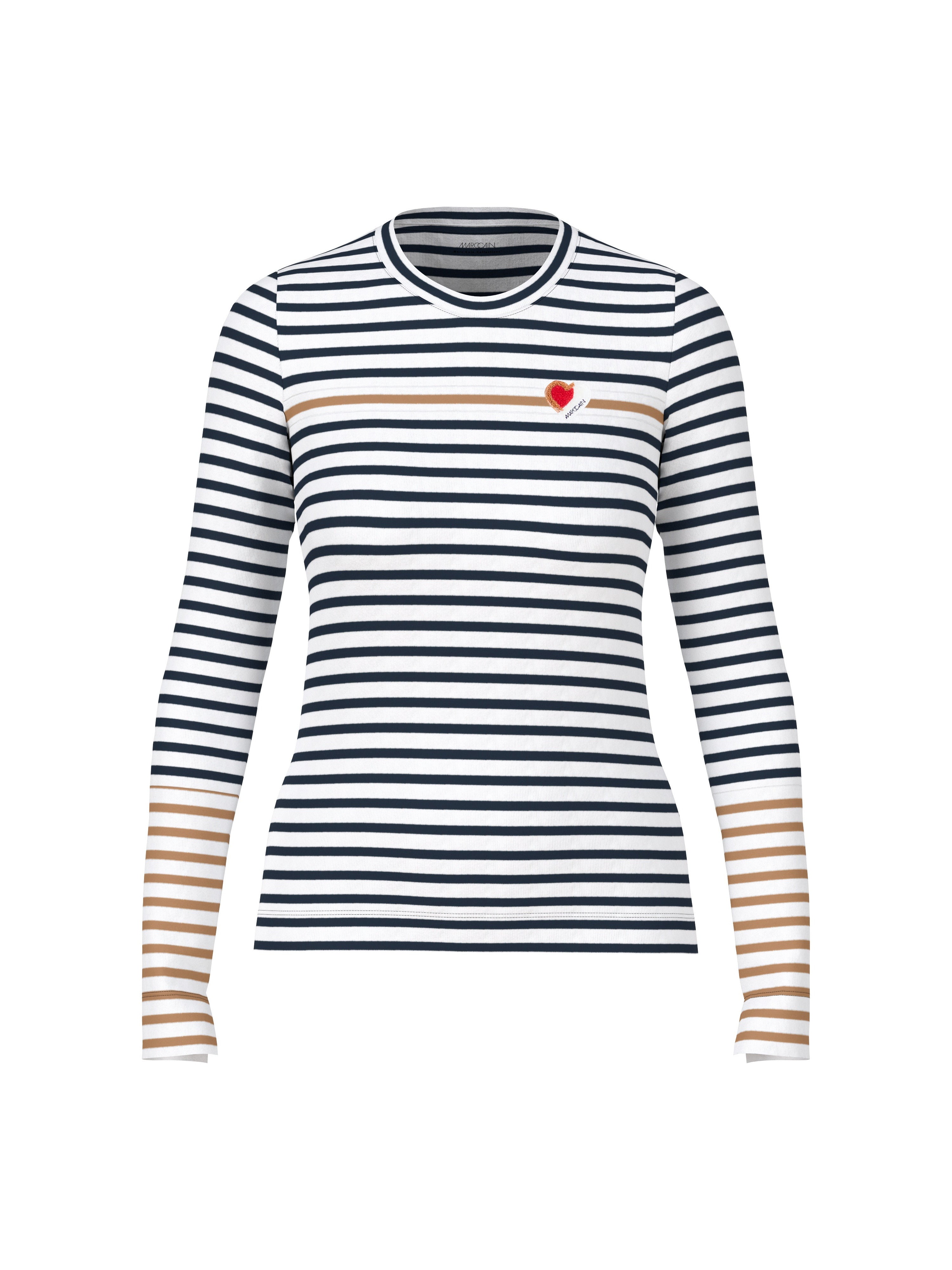 Marc Cain Long-Sleeve Top with Striped Pattern Navy